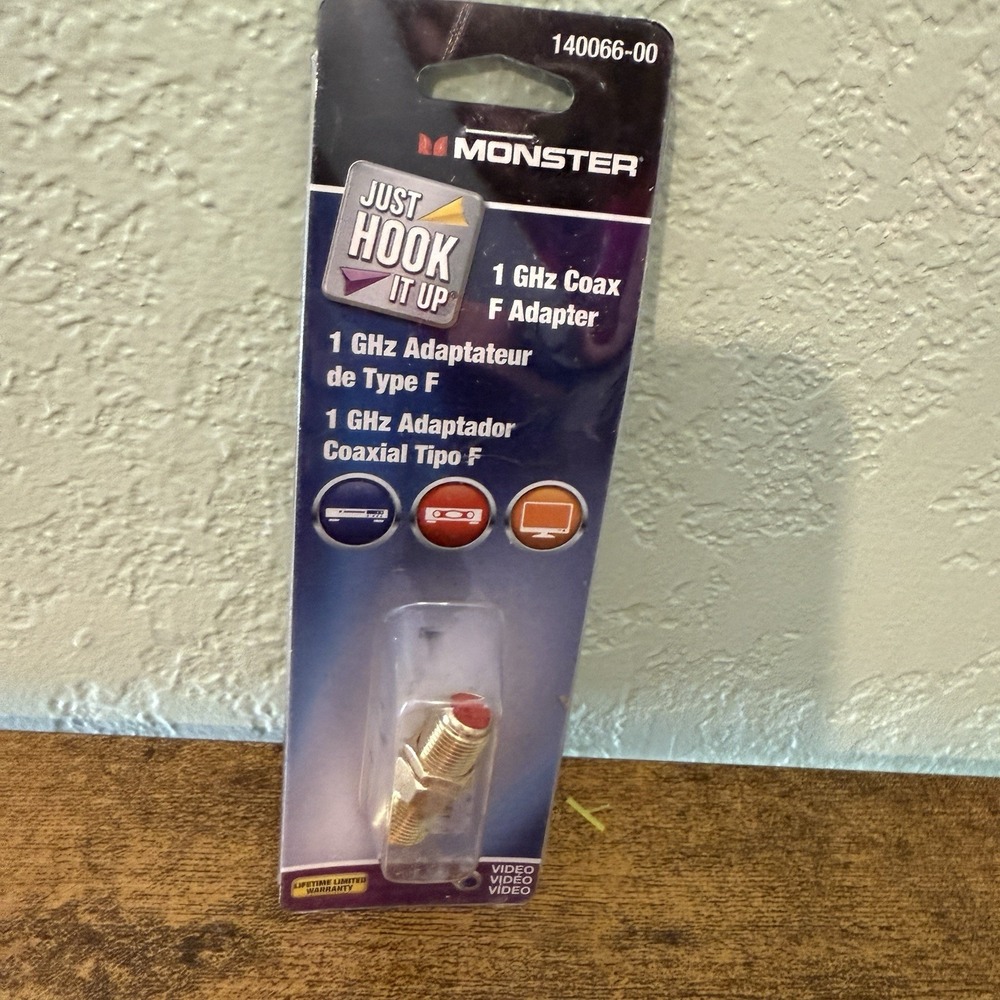 Monster 1‎ Ghz Coax F adapter   140066-00 FS Gold Video 5-1000 MHz NEW